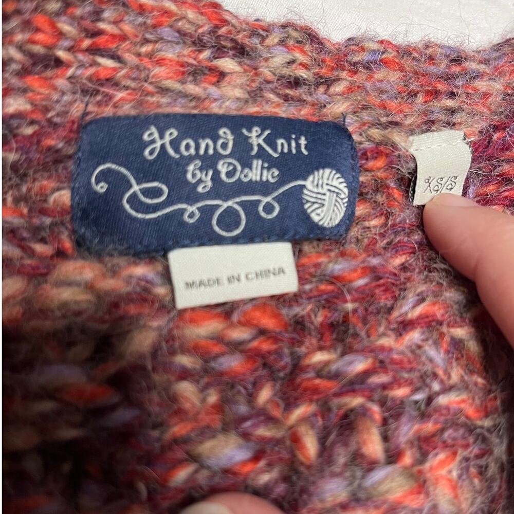 Handknit by Dollie Cropped Handknit Pom Wrap Cardigan Size XS/S ANTHROPOLOGIE - Picture 6 of 9